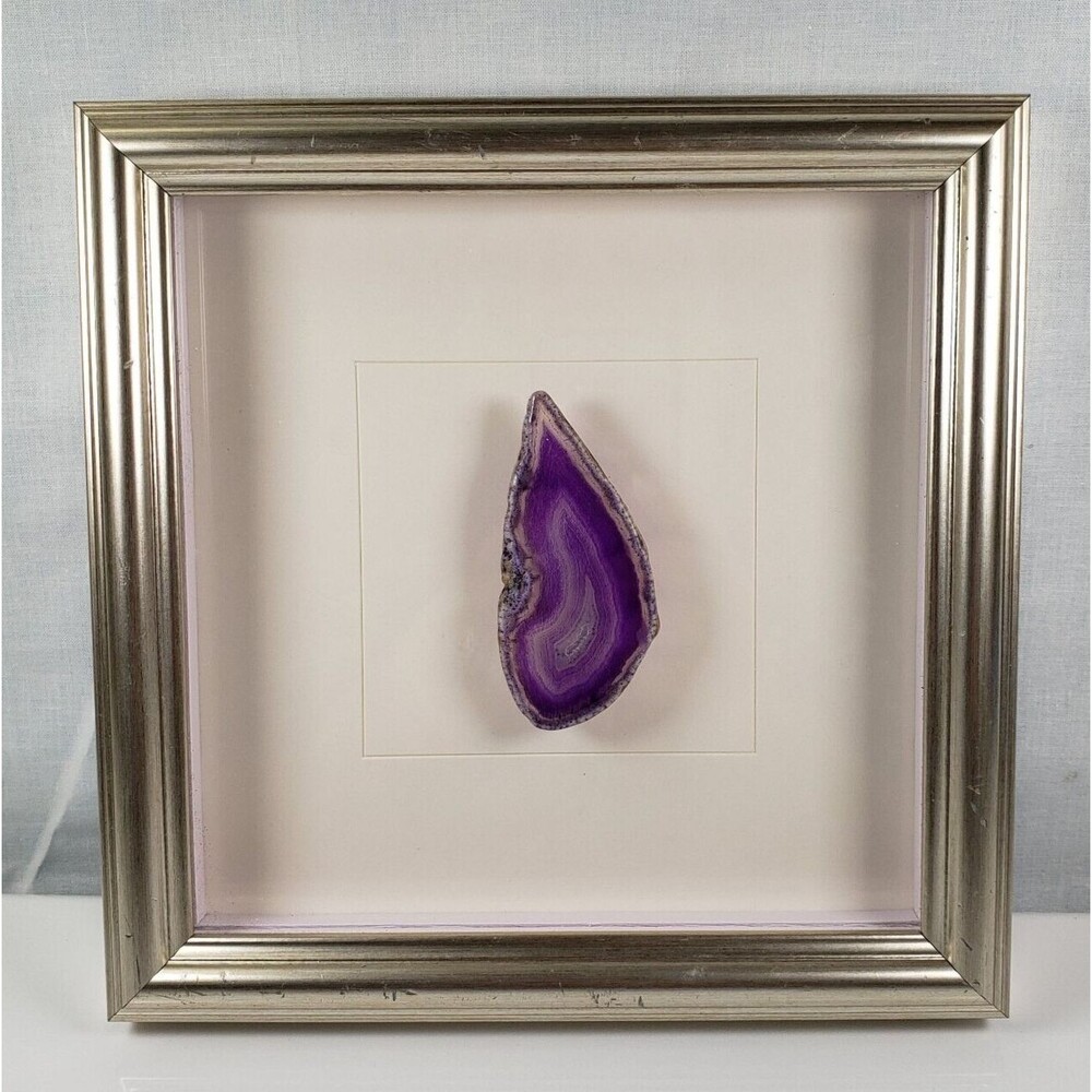 Natural Purple Agate Art 3D Shadow Box Frame with Glass Inlay 9x9x1.2 Inch